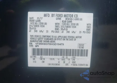 2017 Ford Explorer Sport z USA, uszkodzony, nr VIN 1FM5K8GT8HGD19479